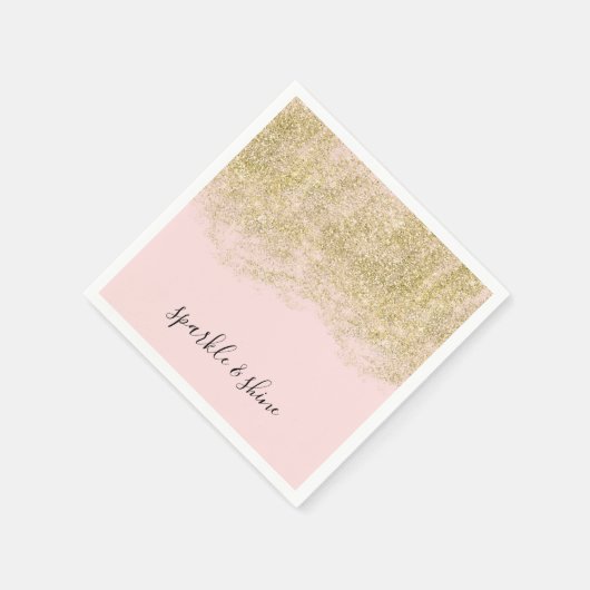 Gold Imitate Glitzer Rosa Sparkone Serviette (Ecke)