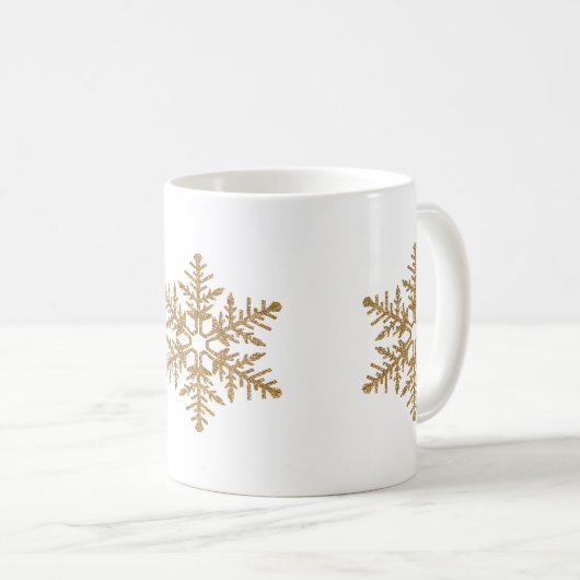Gold Imitate Glitzer Snowflake Kaffeetasse (VorderseiteRechts)