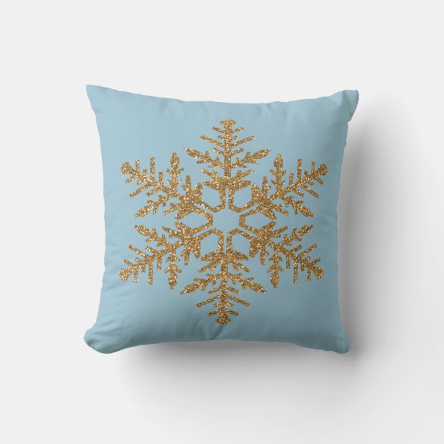 Gold Imitate Glitzer Snowflake Kissen (Vorderseite)