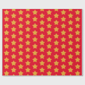 Gold Imitate Glitzer Star Pattern Red Gift Geschenkpapier (Flach)