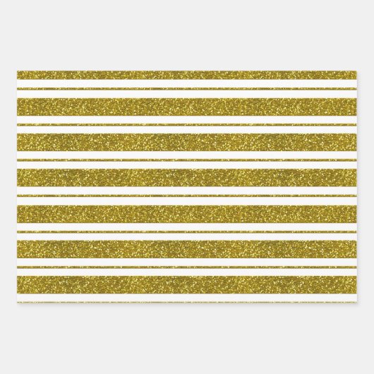 Gold Imitate Glitzer Streifen und Schnörkel Geschenkpapier Set (Vorderseite 3)