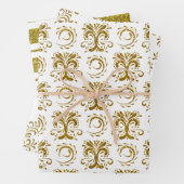 Gold Imitate Glitzer Streifen und Schnörkel Geschenkpapier Set (Beispiel)