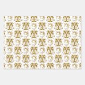 Gold Imitate Glitzer Streifen und Schnörkel Geschenkpapier Set (Vorderseite)