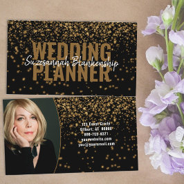 Gold Imitate Glitzer über Schwarzweißfotos Visitenkarte