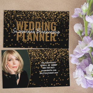 Gold Imitate Glitzer über Schwarzweißfotos Visitenkarte