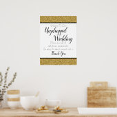 Gold Imitate Glitzer Unplugged Wedding Sign Poster (Küche)
