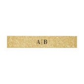 Gold Imitate Glitzer Wedding Monogram Einladungsbanderole (Flach)