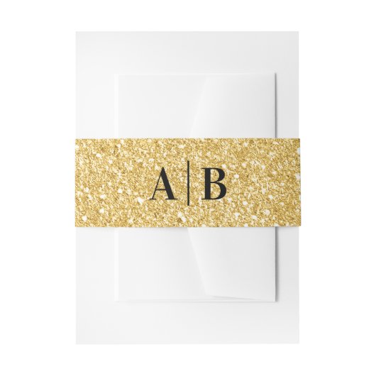 Gold Imitate Glitzer Wedding Monogram Einladungsbanderole (Vorderseite Beispiel)