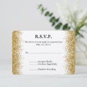 Gold Imitate Glitzer Wedding RSVP Karte (Stehend Vorderseite)