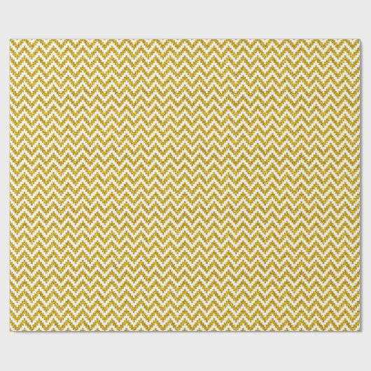 Gold Imitate Glitzer & White Ikat Zickzack Geschenkpapier (Flach)