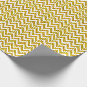 Gold Imitate Glitzer & White Ikat Zickzack Geschenkpapier (Ecke)