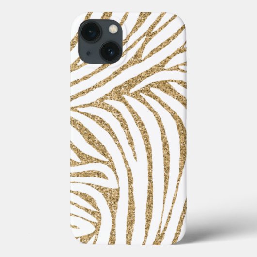 Gold Imitate Glitzer Zebra Print Case-Mate iPhone Hülle (Rückseite)