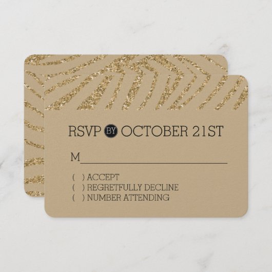 Gold Imitate Glitzer Zebra Print UAWG RSVP Karte (Vorne/Hinten)
