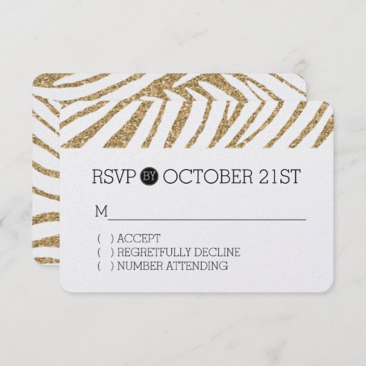 Gold Imitate Glitzer Zebra Print UAWG RSVP Karte (Vorne/Hinten)