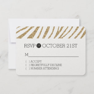 Gold Imitate Glitzer Zebra Print UAWG RSVP Karte