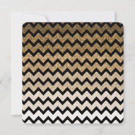 Gold Imitate Glitzer Zickzack Ombre 16 . Geburtsta Einladung