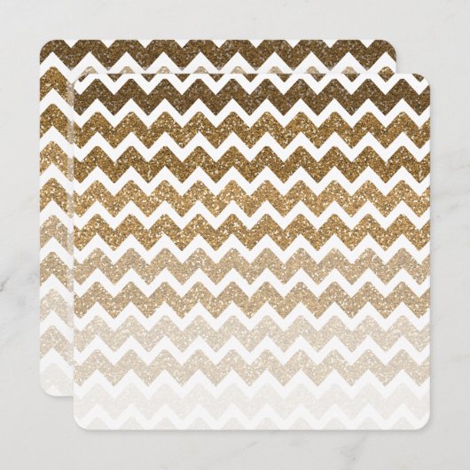 Gold Imitate Glitzer Zickzack Ombre 16 . Geburtsta Einladung (Vorne/Hinten)