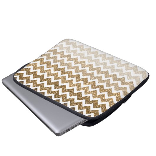 Gold Imitate Glitzer Zickzack Ombre Laptopschutzhülle (Vorne Knopf)