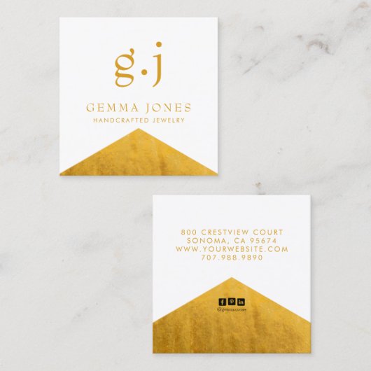 Gold Imitate Gold Foil Edge Schmuckdesigner Quadratische Visitenkarte (Vorne/Hinten)