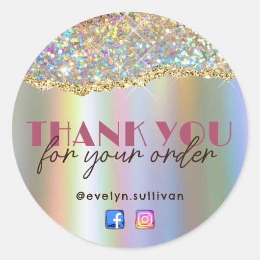 Gold-Imitate Iridescent Glitzer Foil Sticker (Vorderseite)