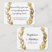 Gold Imitate Laurel Olive Leaf Wreath Wedding Webs Begleitkarte (Vorne/Hinten)