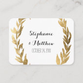 Gold Imitate Laurel Olive Leaf Wreath Wedding Webs Begleitkarte (Rückseite)