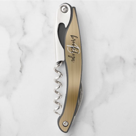 Gold-Imitate-Monogram-Skript Kellnermesser (Vorderseite)