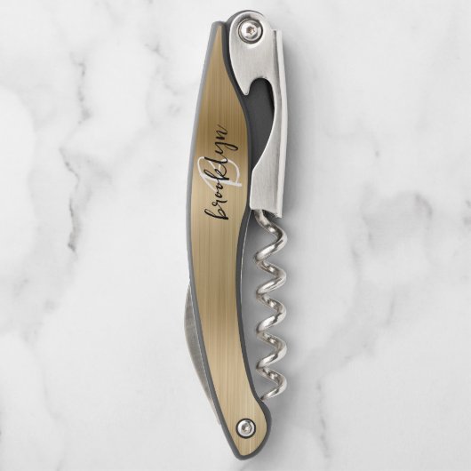 Gold-Imitate-Monogram-Skript Kellnermesser (Rückseite)