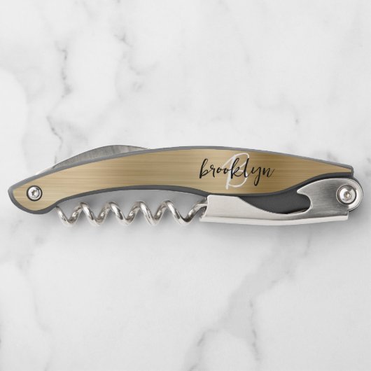 Gold-Imitate-Monogram-Skript Kellnermesser (Rückseite)