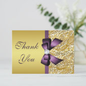 Gold Imitate Sequins Diamonds Lila Boss Vielen Dan Dankeskarte (Stehend Vorderseite)