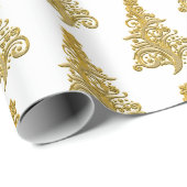 Gold (Imitate) Weihnachtsbaum Geschenkpapier (Rolleneckpunkt)