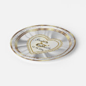 Gold & Imitats Diamant & Glitzer Hochzeitsfeier Pappteller (Schrägansicht)