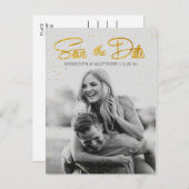 Gold Imitats Foil Confetti Save the Date Postkarte (Vorne/Hinten)