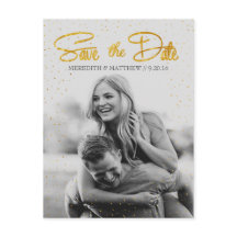 Gold Imitats Foil Confetti Save the Date Postkarte