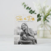 Gold Imitats Foil Confetti Save the Date Postkarte (Stehend Vorderseite)