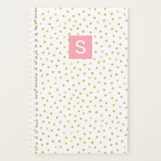 Gold Imitats Foil Polka Dot Monogram Kalenderplane Planer (Vorderseite)