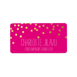 GOLD IMITATS FOIL SPOTS Moderne Art niedlich rosa Adressaufkleber