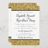 Gold Imitats Glitzer Abend Einladung (Vorne/Hinten)