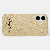 Gold Imitats Glitzer Black Script Typografy Name Case-Mate iPhone Hülle (Rückseite (Horizontal))