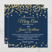 Gold Imitats Glitzer Confetti Elegant Hochzeitsnac Einladung (Vorne/Hinten)