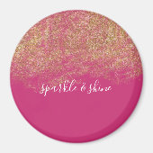 Gold Imitats Glitzer Girly Pink Sparkone Magnet (Vorne)