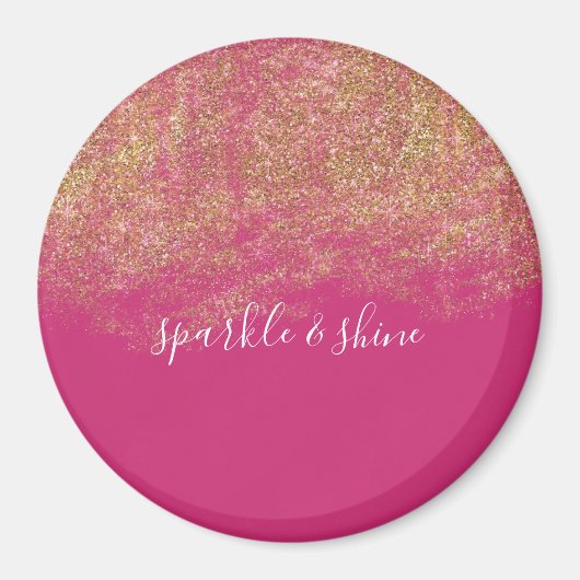 Gold Imitats Glitzer Girly Pink Sparkone Magnet (Vorne)