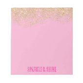Gold Imitats Glitzer Girly Pink Sparkone Notizblock (Vorderseite)