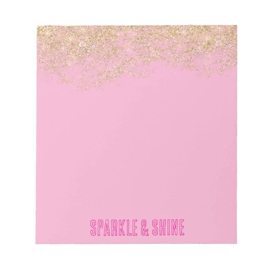 Gold Imitats Glitzer Girly Pink Sparkone Notizblock (Vorderseite)