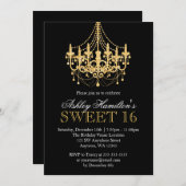 Gold Imitats Glitzer Kronier Sweet 16 Einladungen (Vorne/Hinten)