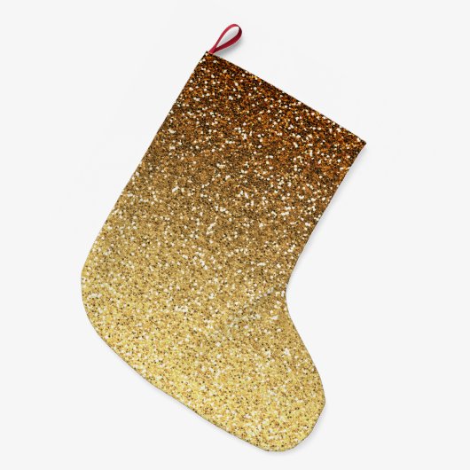 Gold Imitats Glitzer Ombre Großer Weihnachtsstrumpf (Vorderansicht (hängend))