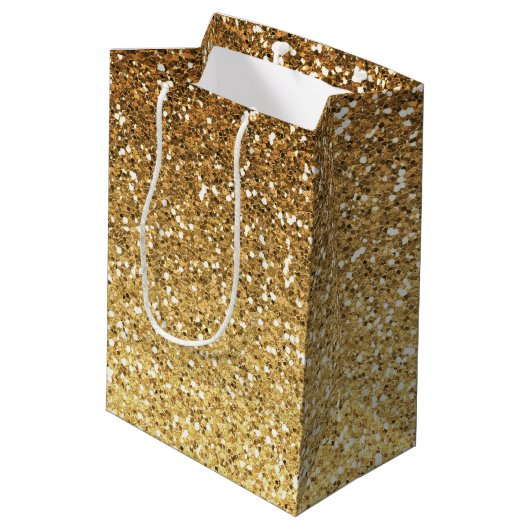 Gold Imitats Glitzer Ombre Mittlere Geschenktüte (Rückseite Schrägansicht)