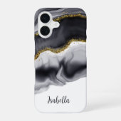 Gold Imitats Glitzer Personalisiert iPhone 16 Hülle (Rückseite)