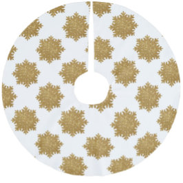 Gold Imitats Glitzer Snowflake Muster Polyester Weihnachtsbaumdecke