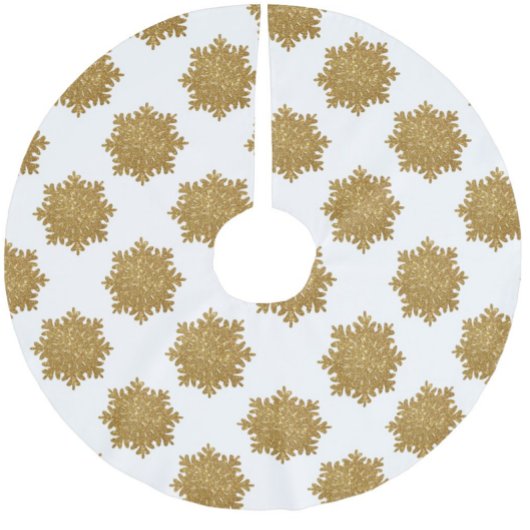 Gold Imitats Glitzer Snowflake Muster Polyester Weihnachtsbaumdecke